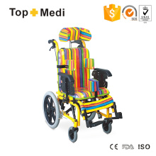 Topmedi Silla de ruedas reclinable para niños con parálisis cerebral con respaldo alto